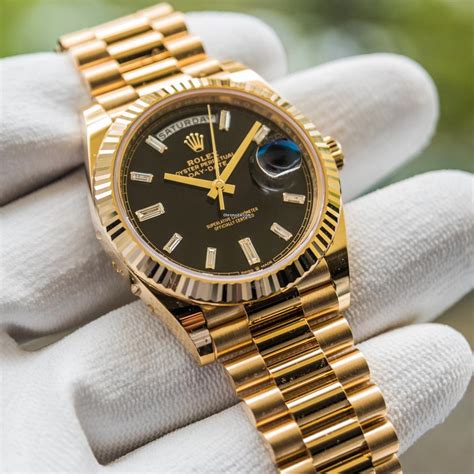 rolex daydate schwarz gold|day date Rolex gold.